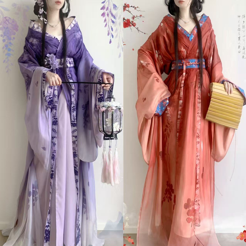 New Chinese-Style Hanfu for Women, Cosplay Warring States Robe with a Train, Cross-Collar, Restored Style, Super Fairy-Like, Autumn and Winter Han Elements Outfit
