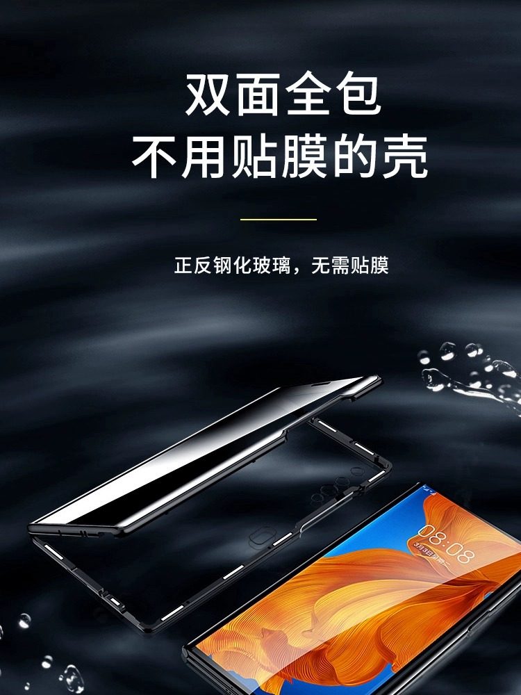 Huawei Mate Xs2 Double-Sided Full-Cover Phone Case Anti-Peeping Glass Lens Protective Cover Xs2 Collector's Edition Anti-Drop Foldable Screen No Screen Protector Needed Heat Dissipation Transparent New Model Suitable for Men and Women Compatible with Huawei