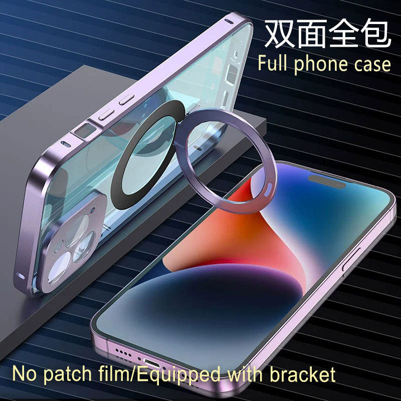 17 High-End iPhone 16 Pro Max Apple 15 Stand 17 Magnetic Wireless Charging Anti-Peeping Full-Cover Phone Case 14 Plus Double-Sided Lens Protection Anti-Drop Heat Dissipation Car Mount Suitable for Men and Women