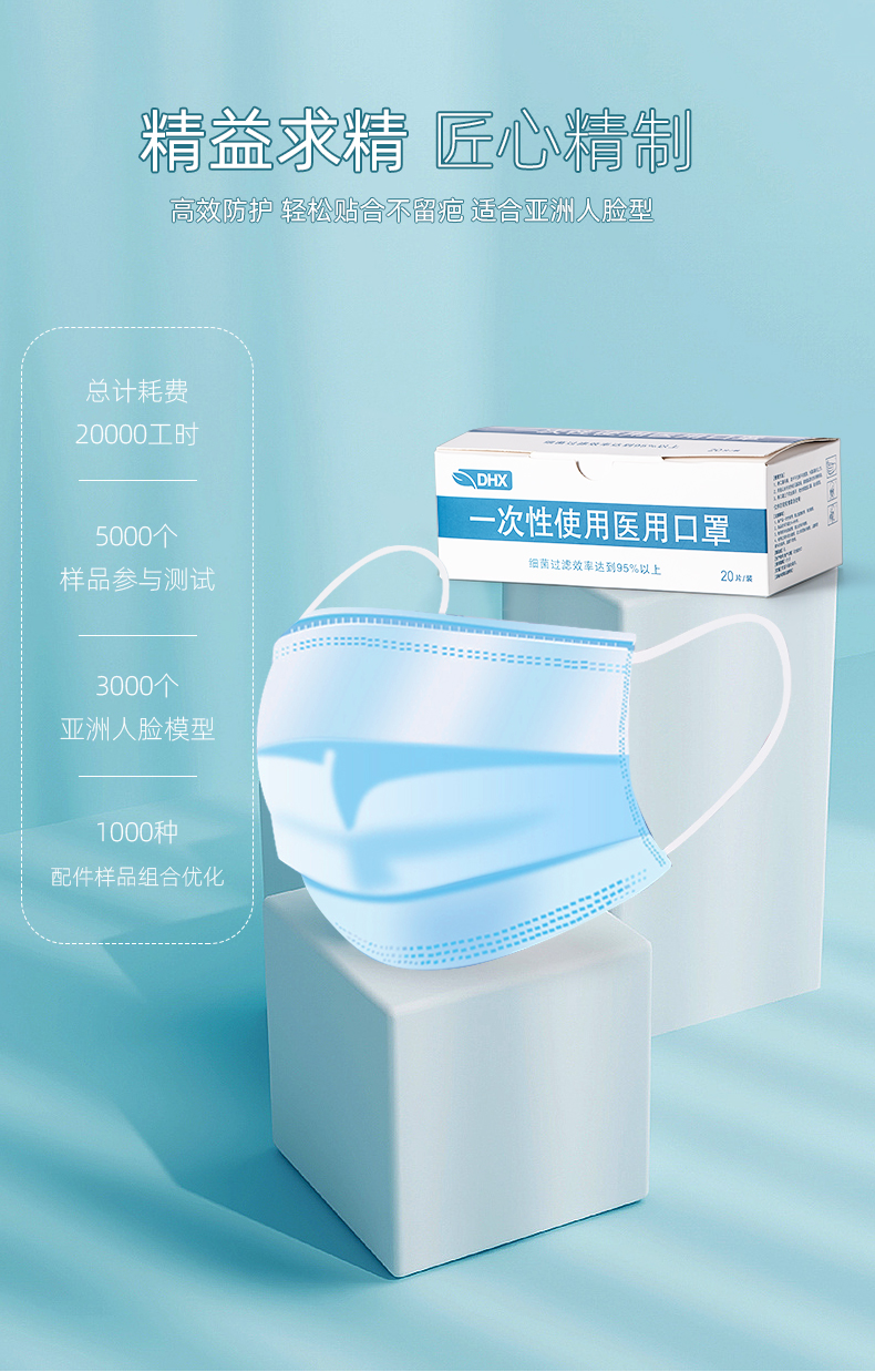 海程 一次性三层防护医用口罩 40只 图4