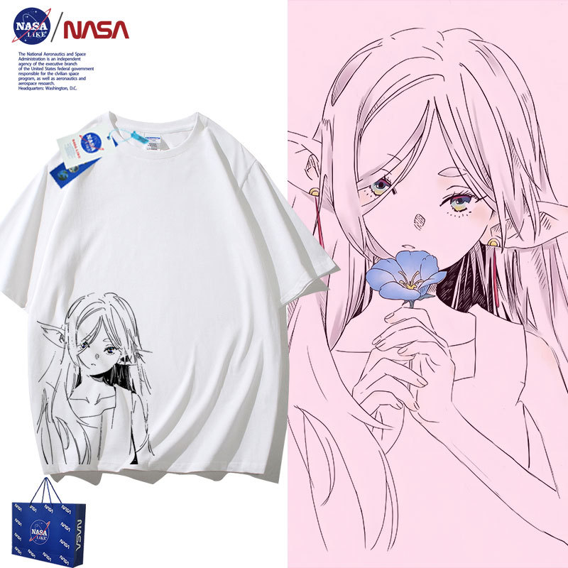 Nasa Co-Branded Fuli Lian Anime Two-Dimensional Cosplay Merchandise Short-Sleeved T-Shirt Pure Cotton Unisex Clothing Nasa Co-Branded Fuli Lian Anime Two-Dimensional Cosplay Merchandise Short-Sleeved T-Shirt Pure Cotton Unisex Clothing