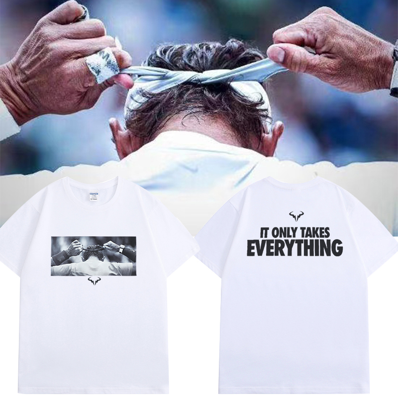 Rafael Nadal Nadal Retired Commemorative Short-Sleeved Bullfighting Queen of Red Earth Men's Tennis T-Shirt Top