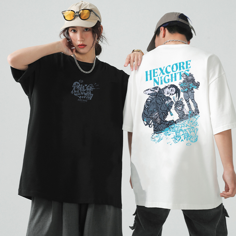 League of Legends: Battle for Two Cities Jinx Electric Music Carnival Party Merchandise T-Shirt China Station Limited Edition Commemorative Top
