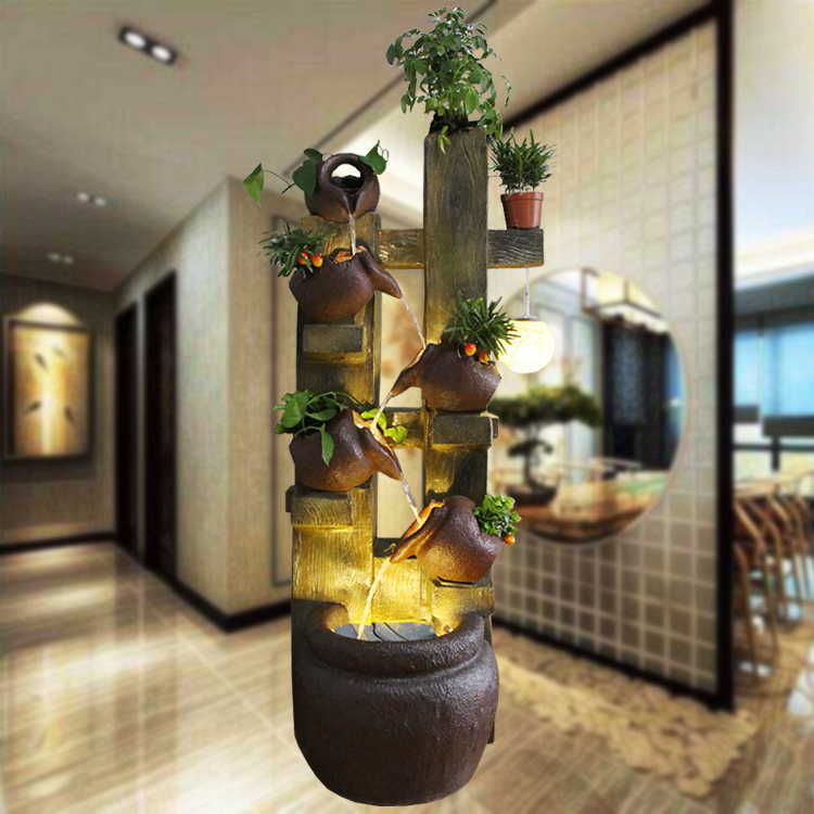 Fake Mountain Flowing Water Swing Piece Fountain Fish Tank Fish Pool Home Living Room Adornment Screen Partition Waterfall Fabrication floor 