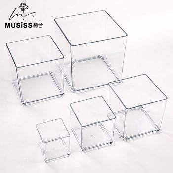 Acrylic square transparent box square box integrated wake-up bucket storage box flowers and green plants flower arrangement hydroponic container