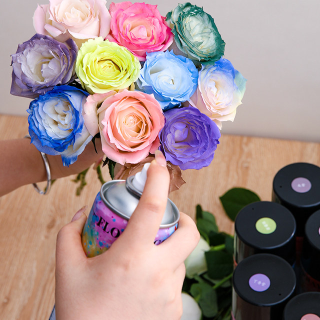 ສີດດອກໄມ້ floral art color crushed ice blue spray paint bouquet spray color flower shop special color spray dye self-spray painting material