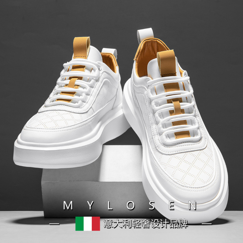 Mai Luosen Men's Shoes 2026 Spring and Autumn New Height-Increasing White Sneakers Men's Trendy Versatile Thick-Soled Sports Casual Sneakers