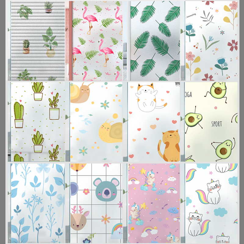 Glass Window Sticker Frosted Window Sticker Dressing Room Light Transmission Opaque Shading Anti-Walking Light Bathroom Window Flower Anti-Peep