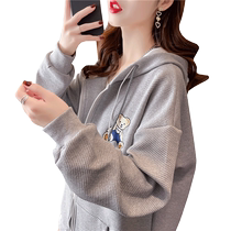 Plus size womens hooded sweatshirt cardigan womens spring and autumn thin section 2023 new design niche loose early spring coat