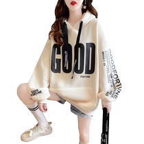 Fat mm plus size womens hooded sweatshirt for women autumn and winter 2022 new velvet thickened Korean style loose lazy style jacket