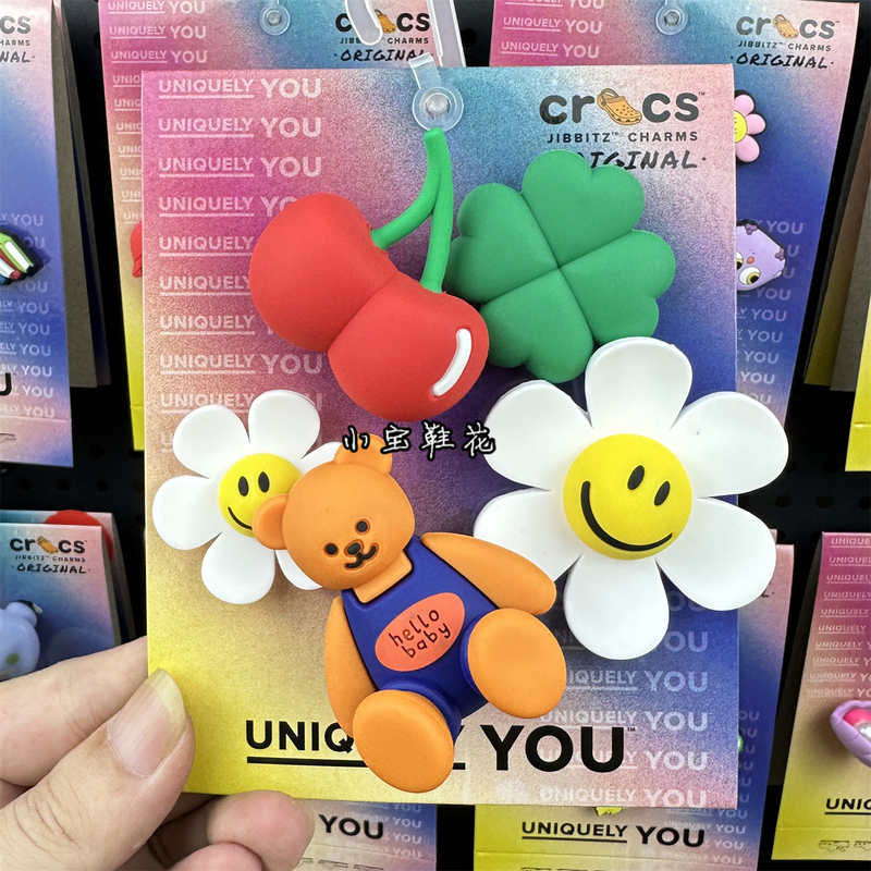 New Crocs Shoes with Cartoon 3D Bear, Sunflower, Cherry and Fun Decorative Accessories New Crocs Shoes with Cartoon 3D Bear, Sunflower, Cherry and Fun Decorative Accessories
