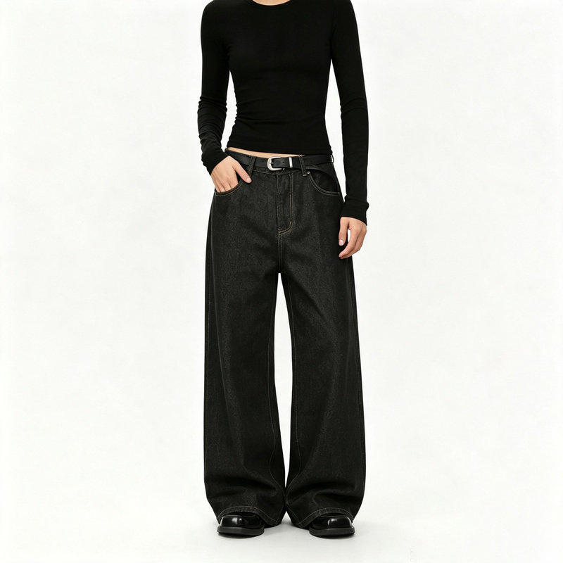 Uuup【Celebrity Style】American Retro Washed Original Jeans Unisex Straight Street Style Wide-Leg Pants