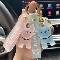 New creative crystal bucket keychain male frosted transparent car key chain couple pendant womens backpack hanging