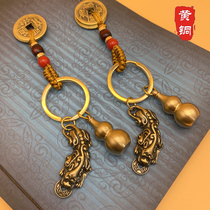 Brass Five Imperium Money Comeback Ancient Leopard Leopard Key Button Tricks Chaeplo Chaeplinth Pendant Male Car Key Pendant Key Ring