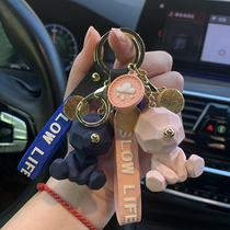 Cut big ears bear keychain cute creative bear key chain female book bag hanging doll couple key ring