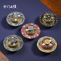 Blue door workshop Enamel color sandalwood stove plate Incense burner Creative incense Torso Buddha room Alloy agarwood seat incense tea table ornaments