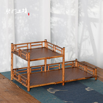 Blue door workshop Plum deer bamboo tea shed Tea storage rack Tea cup rack ornaments Bamboo antique rack Storage rack Tea ceremony accessories