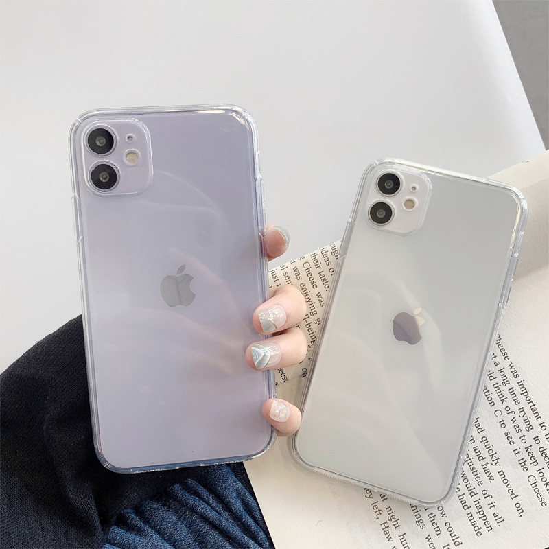 Suitable for Apple 12 mobile phone protective case 11Pro Max transparent iphoneX XS XR silicone 8plus anti-fall 7p SE female simple ultra-thin camera all-inclusive