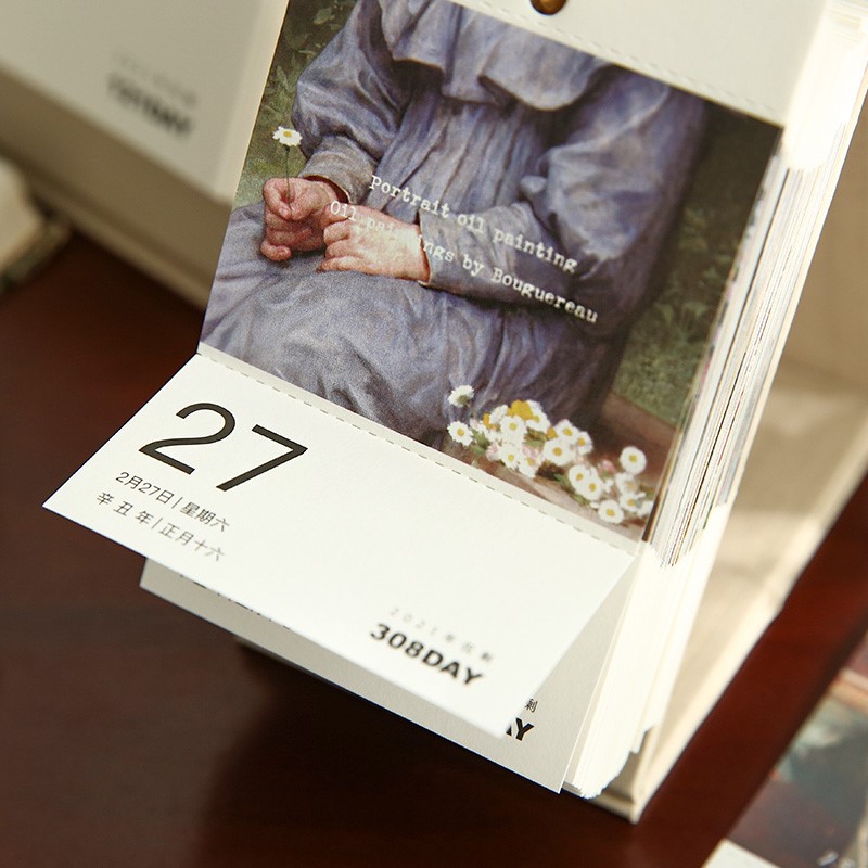 Small days don't turn up 2021 Art Painting desk calendar Master Oil Painting Calendar 365 days Desktop Furnishing Decoration