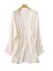 Shengyan 100% Pure Cashmere Thin Cardigan Mid-Length V-Neck Loose Knit Sweater Shawl Coat