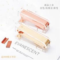 Creative ins transparent acrylic stapler medium binding student office staples mini trumpet stapler