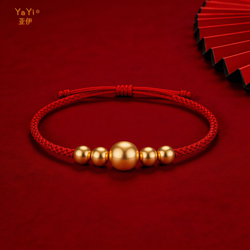 【Yai】Gold Beads Fortune Beads Pure Gold 999 Small Gold Beads 3D Hard Gold Beads Loose Beads Round Beads DIY Bracelet Z