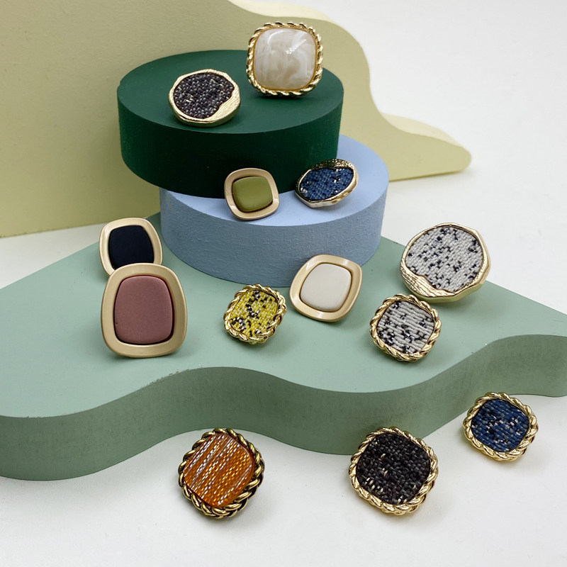 Blouses Children's round 100 Lap 100 Hitch Style Textured Fabric Art Metal Buttons Coats Lady Suit Big Suit Pants