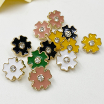 Womens shirt T-shirt top decorative pearl diamond buttons Button cardigan shirt cuffs Flower metal buttons