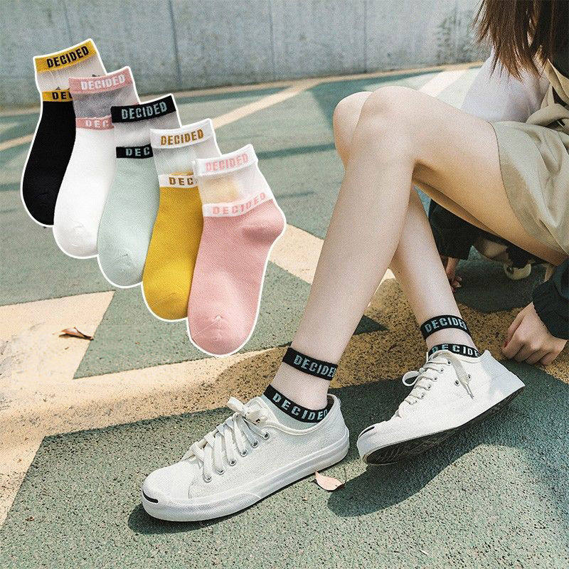 Socks women's socks shallow mouth summer thin invisible Korean invisible socks Japanese glass silk crystal tube socks ins tide - Taobao