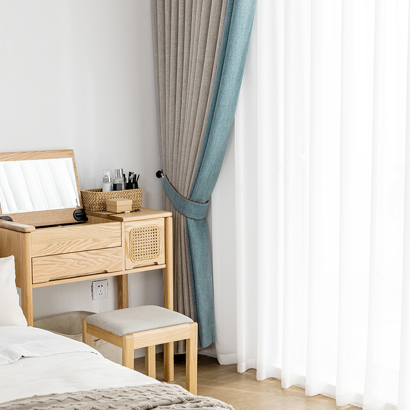 Shading curtain semi-shading bedroom cotton linen thickened soundproof hook-type umbral cloth 2021 new living room finished product