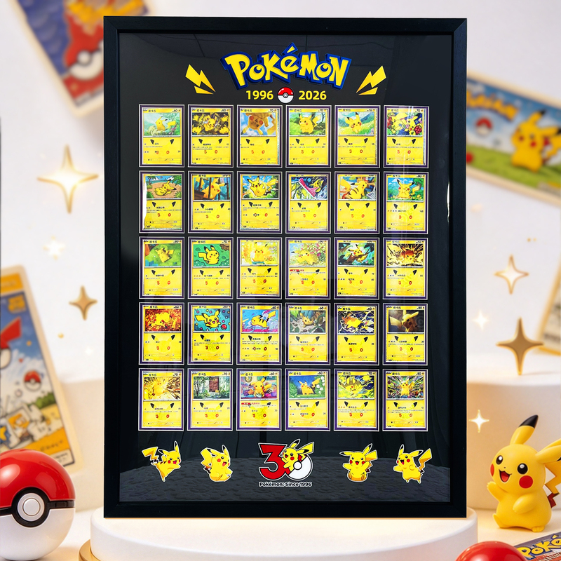Pokémon 30Th Anniversary Card Display Frame 30 Pikachu Game Cards Framed Photo Frame Expansion Hanging Frame Pokémon 30Th Anniversary Card Display Frame 30 Pikachu Game Cards Framed Photo Frame Expansion Hanging Frame