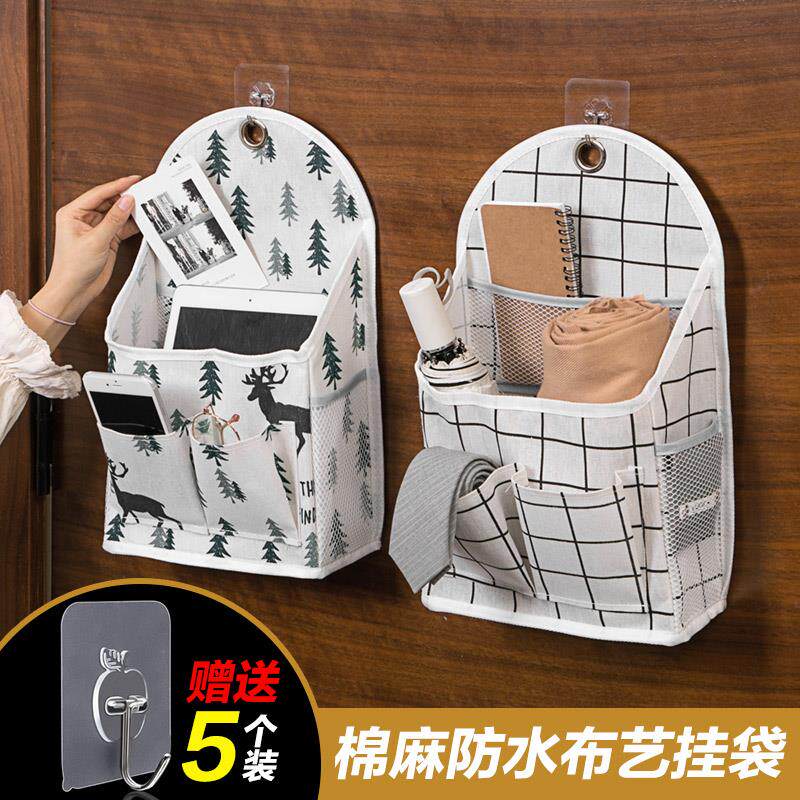 Fabric Organizer Hanging Bag Cute Student Dormitory Divine Artifact Wall Hanging Bag Back Wall Rack Small Cloth Bag J