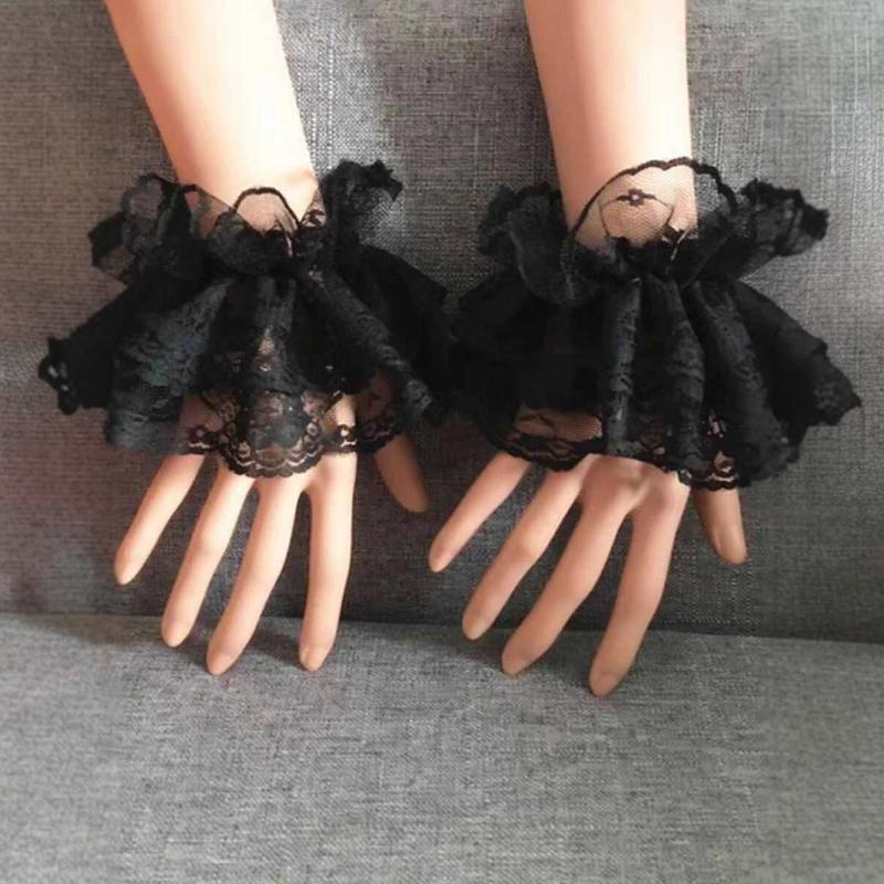 Lolita Lace Arm Sleeves to Cover Arm Scars and Tattoos, Gothic Lace Wristbands