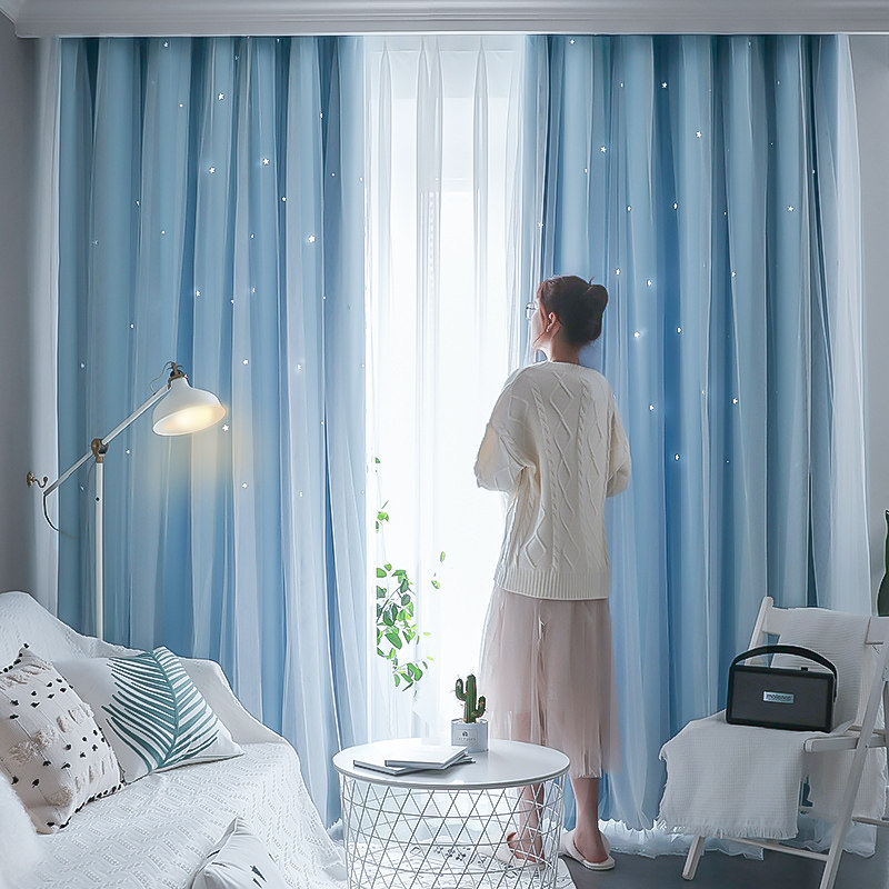 Light Transmission Opaque CURTAINS BEDROOM LIGHT LAVISH SHADE SHADE 2021 NEW LIVING ROOM HOOK-STYLE YARN CURTAIN FLOATING WINDOW