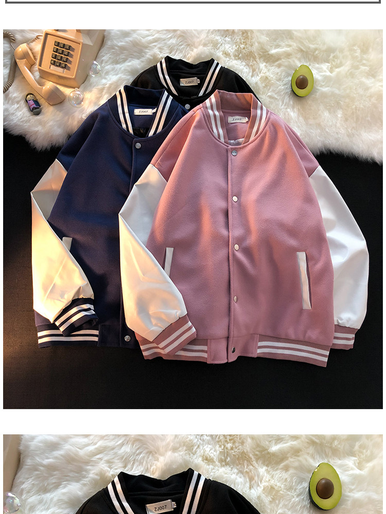 Одежда модная солнца защиты 日系cityboy黑白拼接外套oversize高街男vintage棒球服夹克情侣装