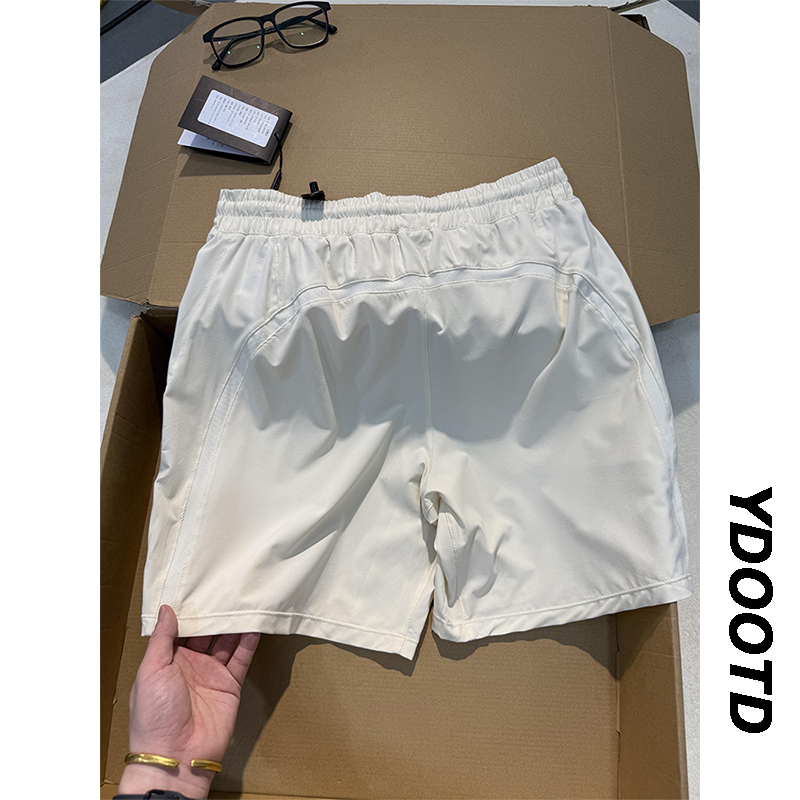Ivory White Cool-Touch Curved Patchwork Shorts Summer Lightweight Pants Ins Outdoor Training Quick-Dry Basketball Shorts