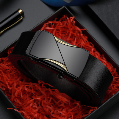 官方正品CK皮带男百搭二层牛皮自动扣盒装