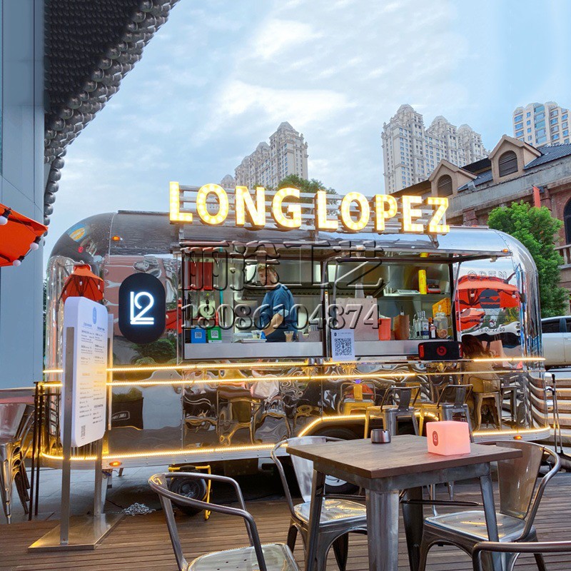 Stainless steel multifunctional dining car commercial beauty Chen decorative water bar commercial milk tea car mobile saloon car trailer custom