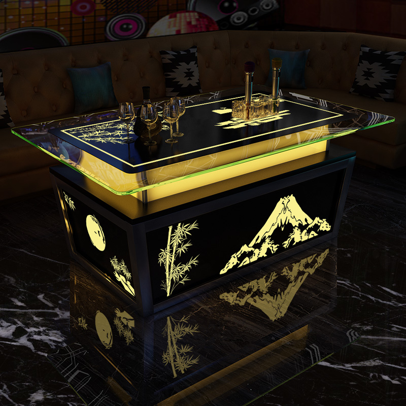 KTV special tempered glass tea table surface 12 centithick custom tea table charging cup solves unpacked grounding line customers