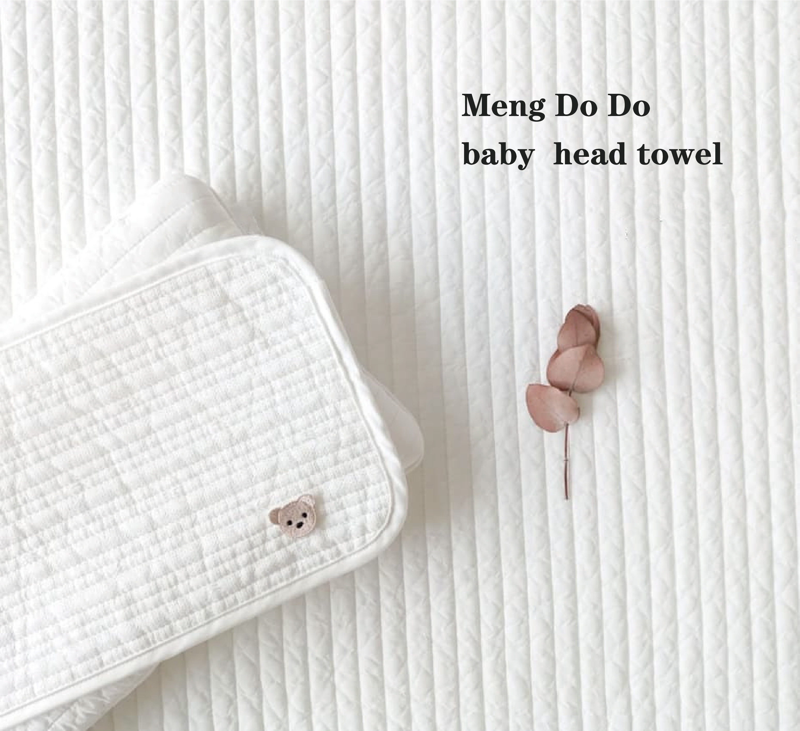 Mengdodo cotton quilted bear embroidery newborn baby flat pillow cotton sweat-absorbent anti-spit milk pillow towel
