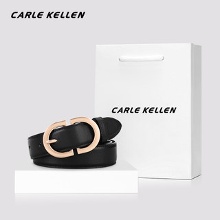 Carle Kellen Women's Genuine Leather Belt, Black, Fashionable and Versatile, Decorative Jeans Belt, Pure Cowhide, New Style Belt