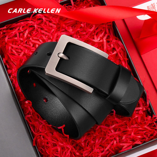 Carle Kellen Men's Leather Belt Genuine Leather Pin Buckle Casual Young People's Belt Pure Cowhide Versatile Jeans Belt
