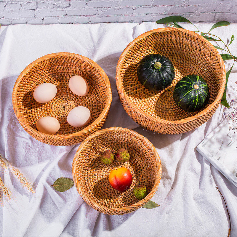 Yixing bamboo woven product storage basket household hand-woven basket steamed bun bamboo basket Vietnamese rattan fruit basket bamboo basket