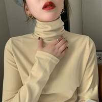 Двусторонний бархатный приятный телу зимний лонгслив, модная футболка, высокий воротник, в западном стиле