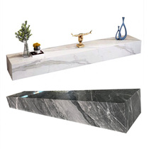 Extremely Brief Natural Marble TV Cabinet Terrace Custom Grey Light Lavish High-end Strip Stone Land Cabinet Set For Processing