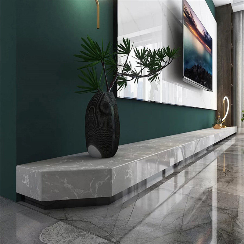 Minimalist light and luxurious marble stone TV cabinet Angled Terrace Strip Storage Ground Floor rock plate Custom Living room