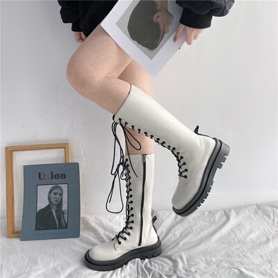 taobao agent Martens, white high train model platform, high boots English style, 2022, British style