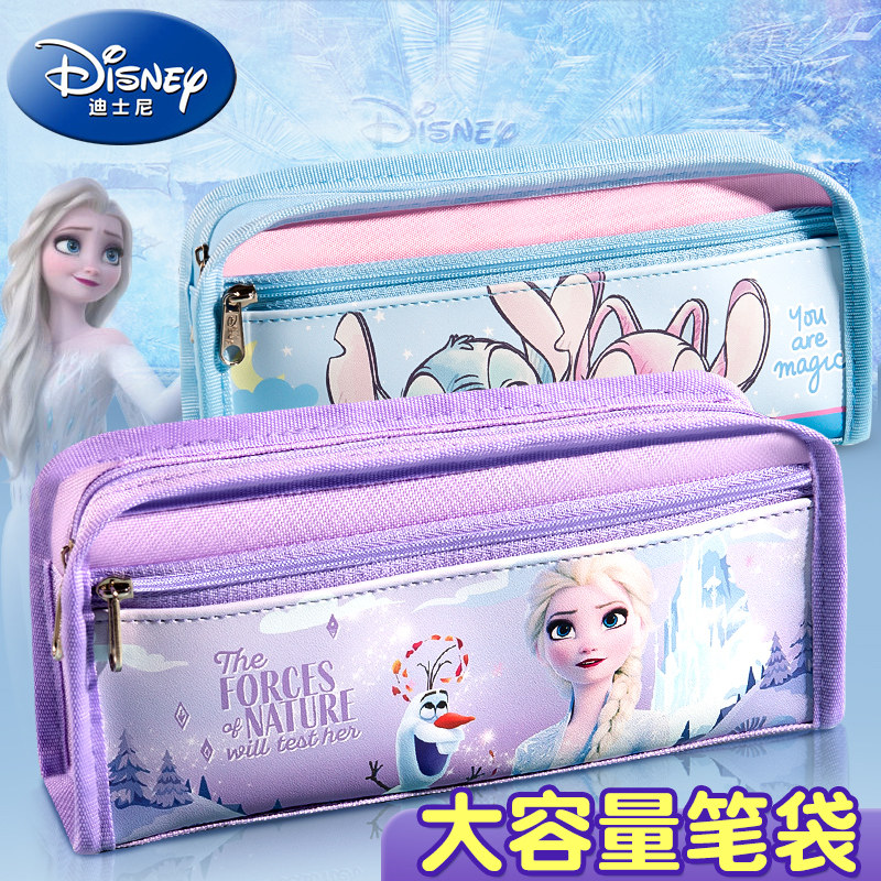 迪士尼笔袋冰雪奇缘小学生可爱卡通女生文具袋艾莎公主大容量儿童铅笔盒男孩子女孩高颜值帆布2025新款文具