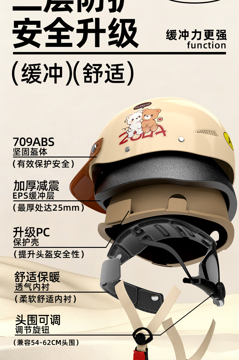 3C certified electric vehicle helmet for men and women with built-in visor, retro, lightweight, summer cycling sun protection helmet, motorcycle helmet