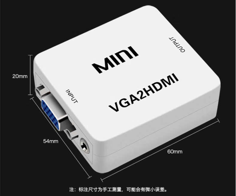 Vga/Hdmi Converter Cable Converts Analog Signal to High-Definition Digital Video with Audio Display Projector Head